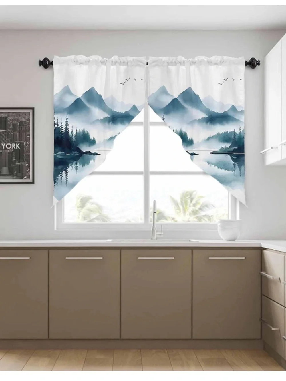 Swag Valance Curtains, Summer Landscape 28”x36”